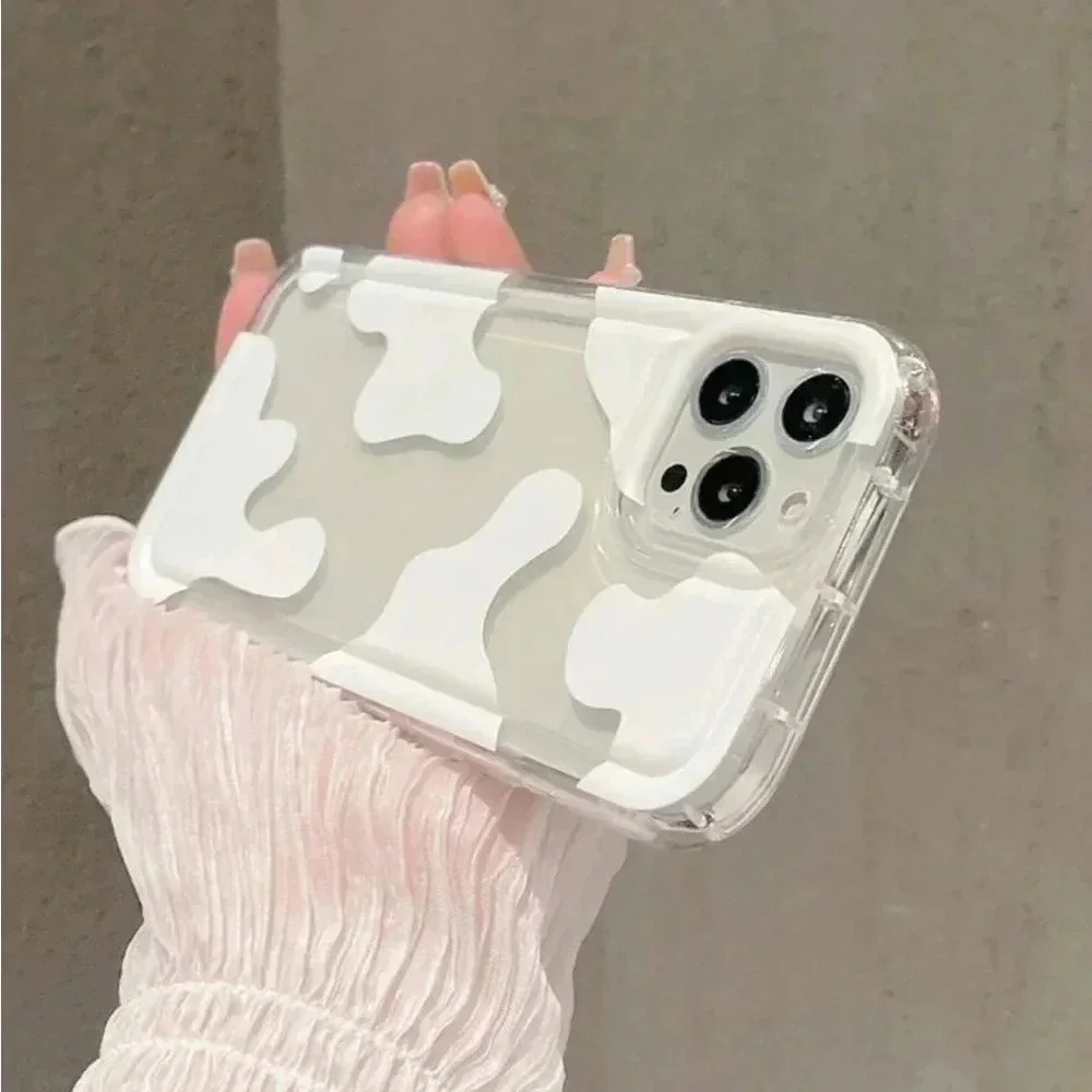 ⚠️Clearance iPhone 14/Pro/Pro Max White Cow Print Phone Case - Picture 2 of 5